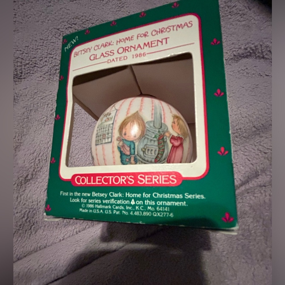1986 Betsy Clark Christmas glass ornament. Hallmark - Home For Christmas.